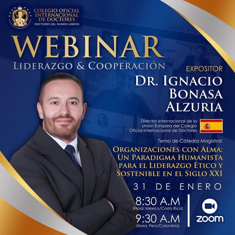 Anuncio oficial del colegio: Organizaciones con alma: un paradigma humanista para el liderazgo ético y sostenible en el siglo XXI, por Dr. Ignacio Bonasa Alzuria