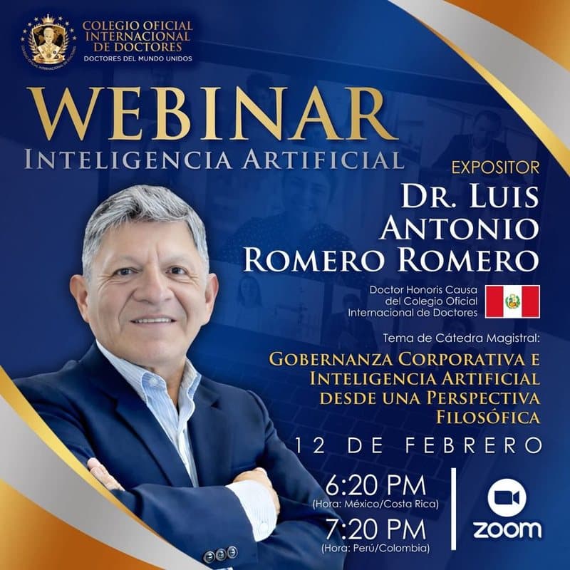 Anuncio oficial del colegio: Gobernanza corporativa e inteligencia artificial desde una perspectiva filosófica, por Dr. Luis Antonio Romero Romero