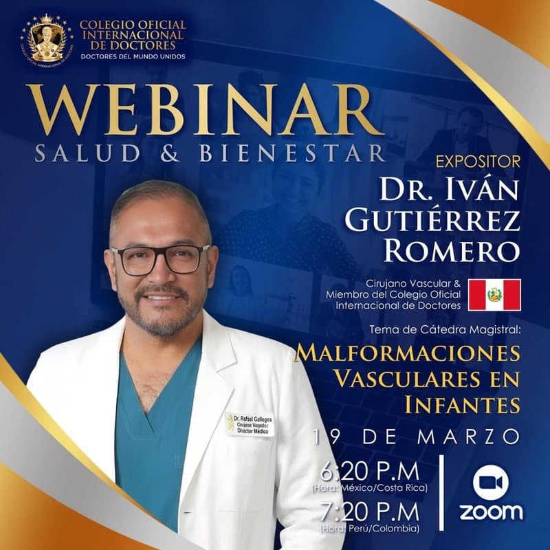 Anuncio oficial del colegio: Malformaciones vasculares en infantes, por Dr. Iván Gutiérrez Romero