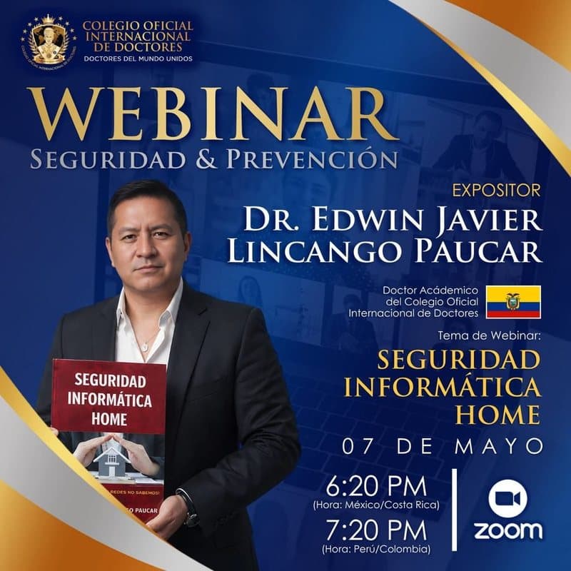 Anuncio oficial del colegio: Seguridad informática home, por Dr. Edwin Javier Lincango Paucar